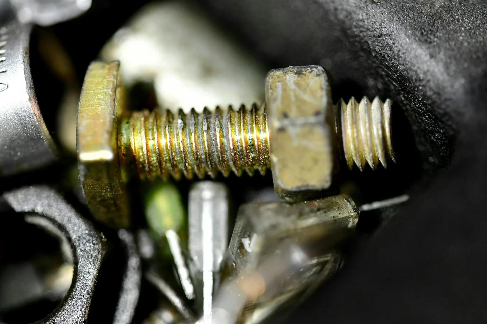 A fine screw and its seat, magnified